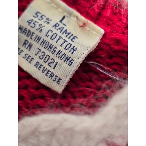 Vintage Belle Pointe Red Knit Christmas Cardigan Sweater - Picture 4 of 16